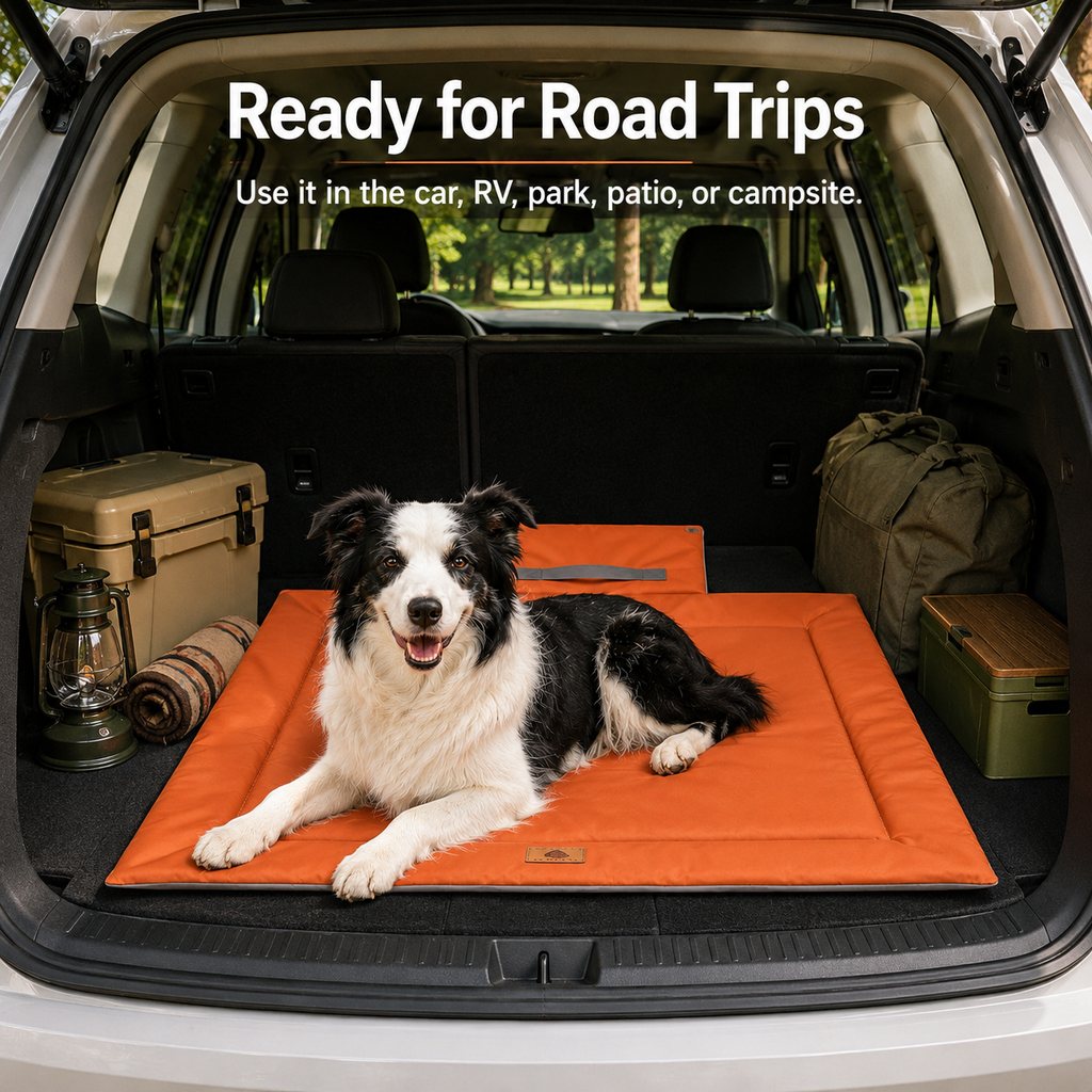 Paws in Awe Waterproof Outdoor Pet Camping Mat - Foldable Dog Travel Bed for Camping, Car Trunk & Patio, Keeps Pets Off Wet Grass & Dirt image 3