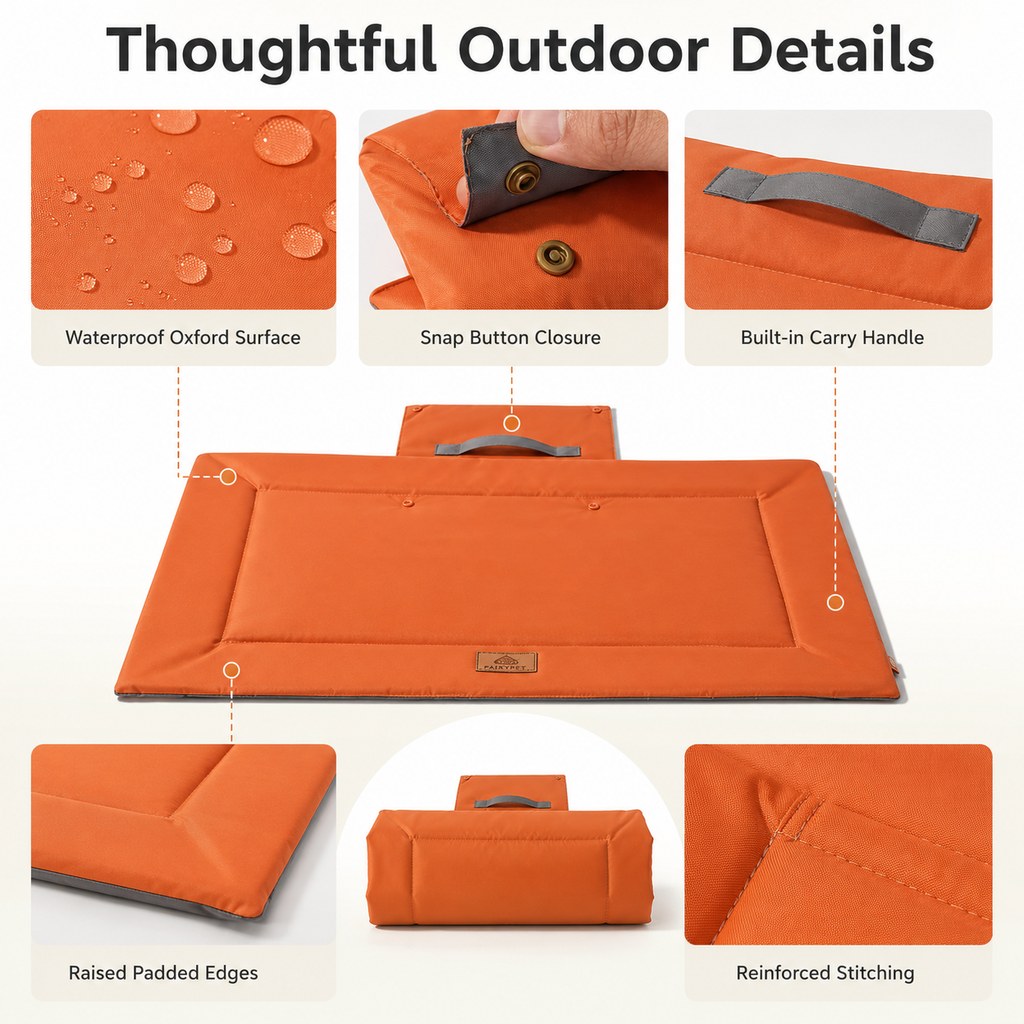 Paws in Awe Waterproof Outdoor Pet Camping Mat - Foldable Dog Travel Bed for Camping, Car Trunk & Patio, Keeps Pets Off Wet Grass & Dirt image 7