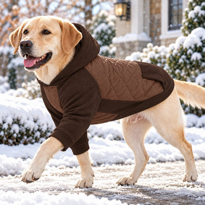 coffee brown hooded quilted winter dog coat for cold-weather walks