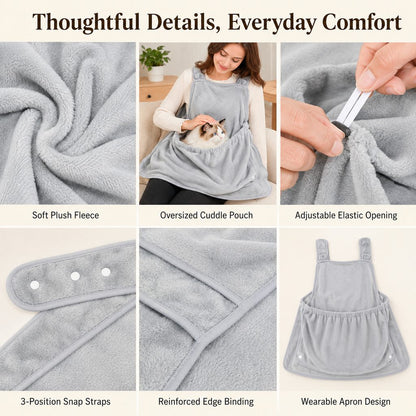 Paws in Awe Wearable Cat Cuddle Apron for Reading & Working at Home - Soft Plush Lap Pouch Helps Keep Cats Cozy and Fur Off Clothes image 9