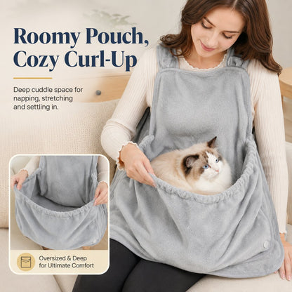 Paws in Awe Wearable Cat Cuddle Apron for Reading & Working at Home - Soft Plush Lap Pouch Helps Keep Cats Cozy and Fur Off Clothes image 4