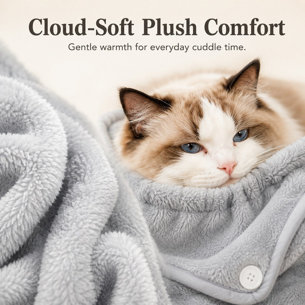 Paws in Awe Wearable Cat Cuddle Apron for Reading & Working at Home - Soft Plush Lap Pouch Helps Keep Cats Cozy and Fur Off Clothes image 5