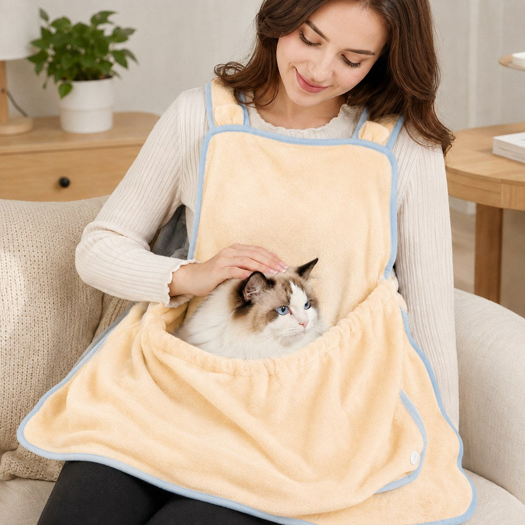 Paws in Awe Wearable Cat Cuddle Apron for Reading & Working at Home - Soft Plush Lap Pouch Helps Keep Cats Cozy and Fur Off Clothes image 12