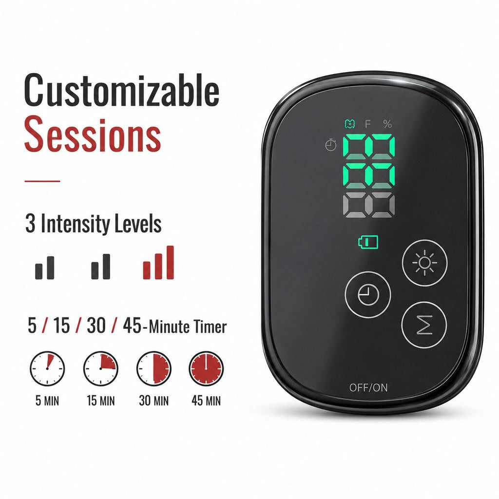 Adjustable timer and intensity controller for wearable dog light wrap