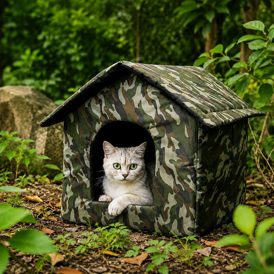Paws in Awe Weather-Resistant Outdoor Cat House for Porches & Backyards - Cozy Shelter for Cats & Small Dogs image 1