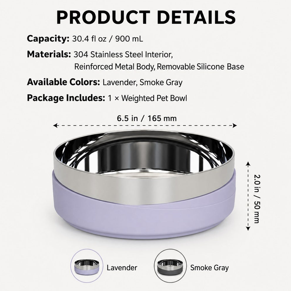 Weighted stainless steel pet bowl product details