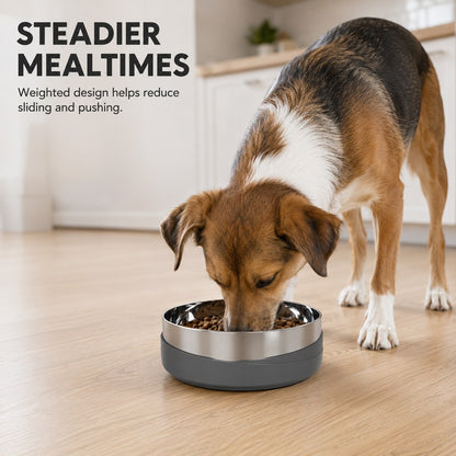 Smoke gray weighted non-slip stainless steel pet bowl