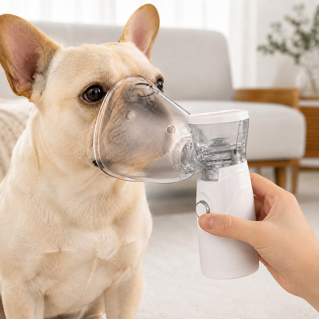 White portable pet nebulizer complete kit