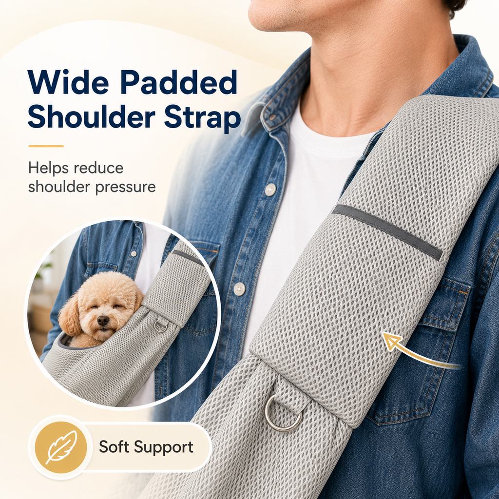 Paws in Awe Crossbody Pet Sling Carrier for Small Dogs & Cats - Breathable Hands-Free Travel Bag for Walks, Errands & Vet Visits image 5