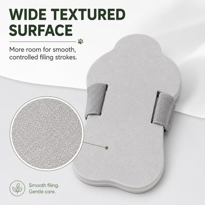 Wide textured filing surface for pet nail tips