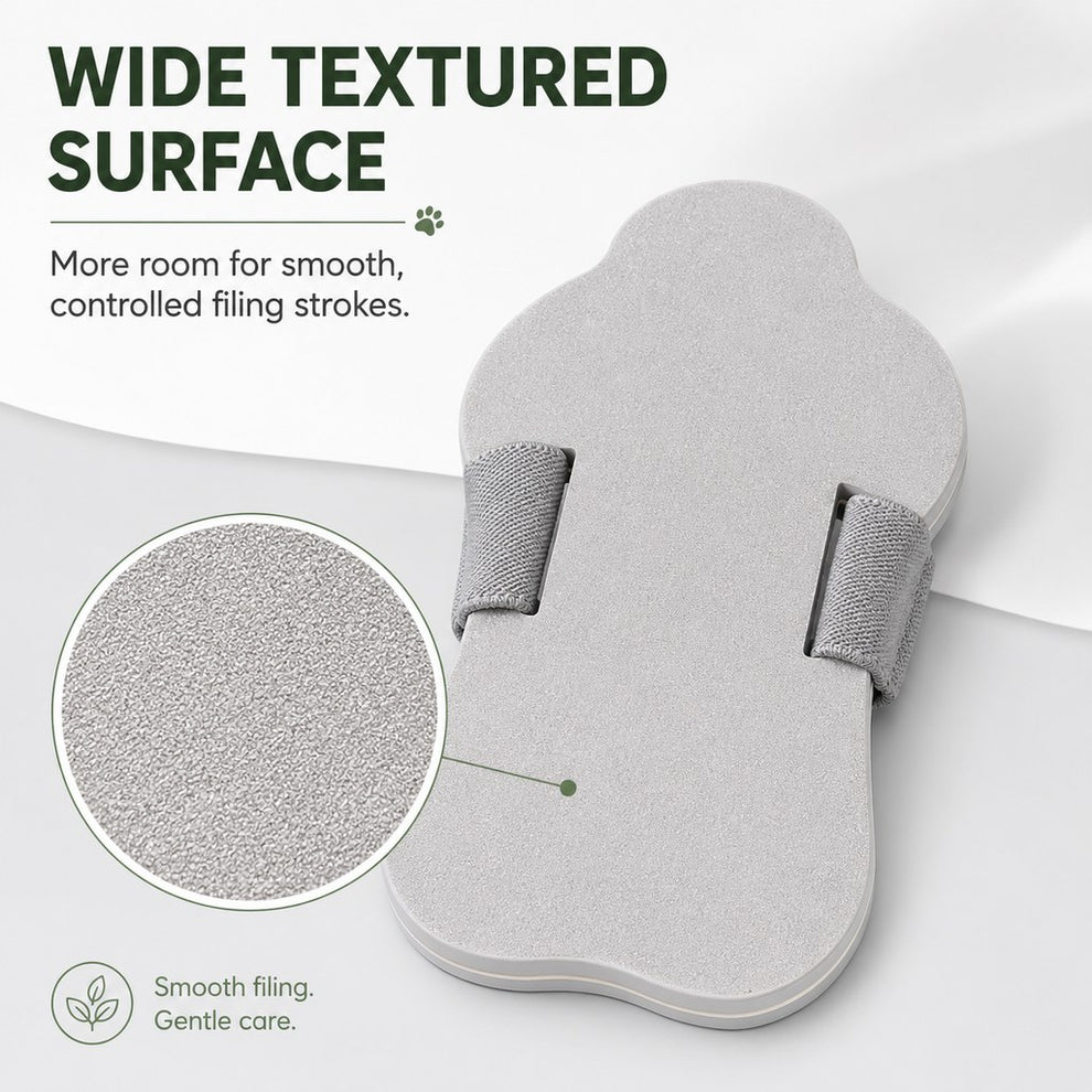 Wide textured filing surface for pet nail tips