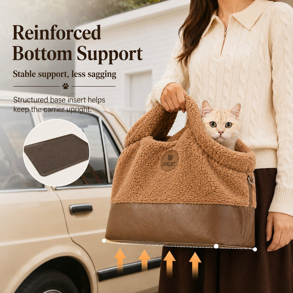 Paws in Awe Winter Sherpa Pet Carrier Bag for Walks & Vet Visits - Stable Bottom, Secure Handheld Shoulder Tote for Cats & Small Pets image 7