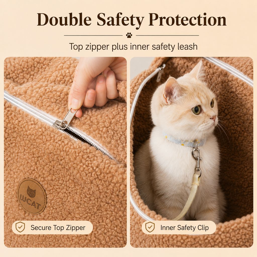 Paws in Awe Winter Sherpa Pet Carrier Bag for Walks & Vet Visits - Stable Bottom, Secure Handheld Shoulder Tote for Cats & Small Pets image 5