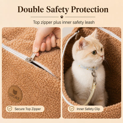 Paws in Awe Winter Sherpa Pet Carrier Bag for Walks & Vet Visits - Stable Bottom, Secure Handheld Shoulder Tote for Cats & Small Pets image 5