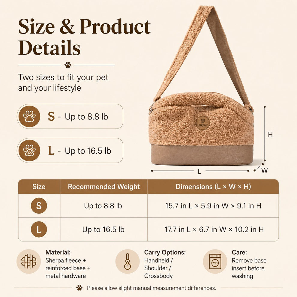 Paws in Awe Winter Sherpa Pet Carrier Bag for Walks & Vet Visits - Stable Bottom, Secure Handheld Shoulder Tote for Cats & Small Pets image 2
