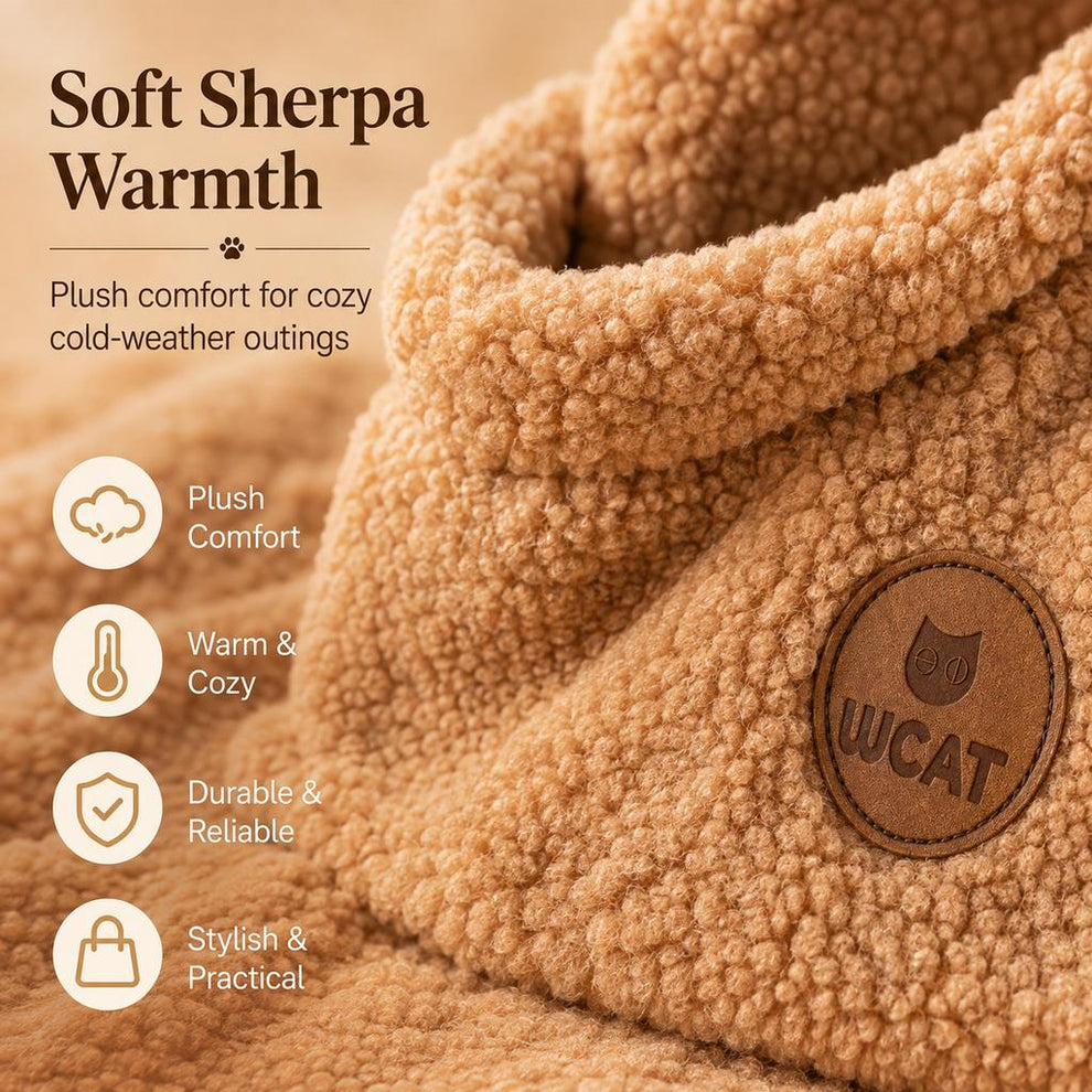 Paws in Awe Winter Sherpa Pet Carrier Bag for Walks & Vet Visits - Stable Bottom, Secure Handheld Shoulder Tote for Cats & Small Pets image 9
