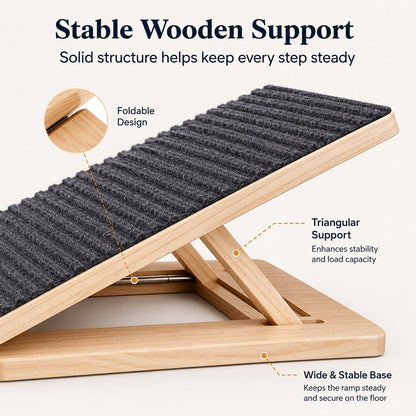 Foldable Wooden Dog Stairs for Small Dogs - Non-Slip Pet Ramp for Sofa, Bed & Indoor Steps image 3