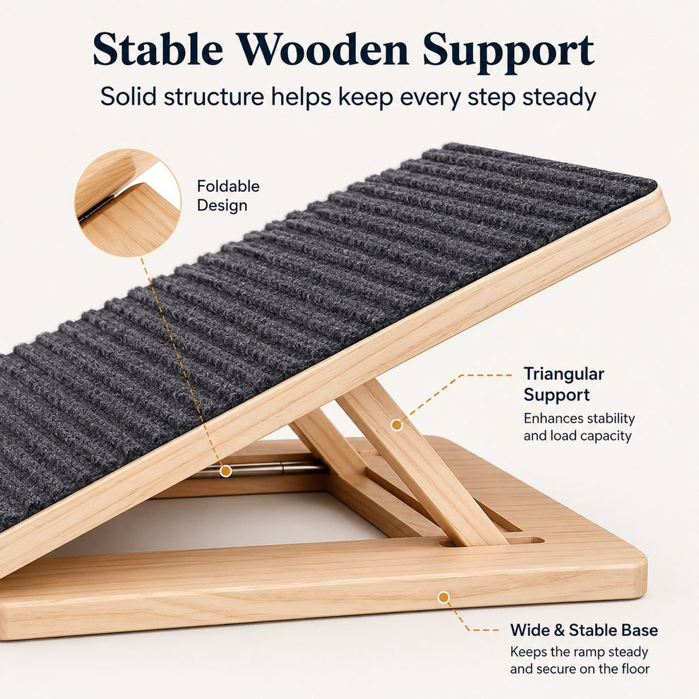 Foldable Wooden Dog Stairs for Small Dogs - Non-Slip Pet Ramp for Sofa, Bed & Indoor Steps image 3