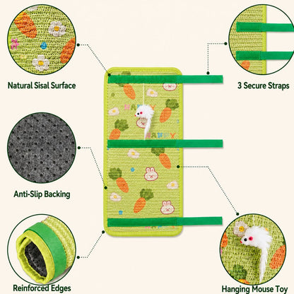 Wrap-around cat scratcher feature diagram