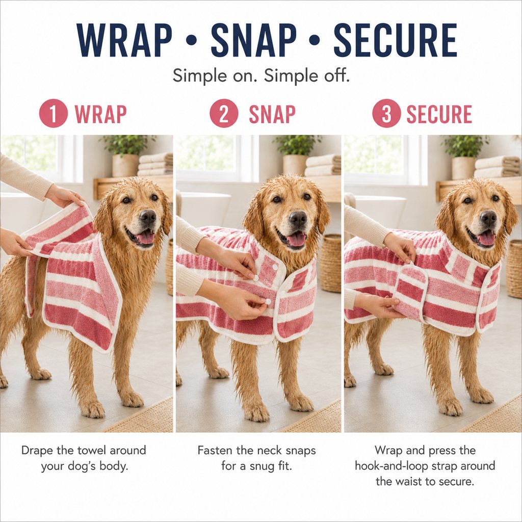 Wrap snap secure dog drying towel how to use