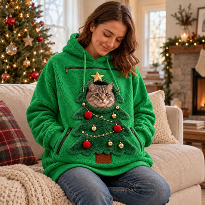 green Christmas tree pet pouch hoodie