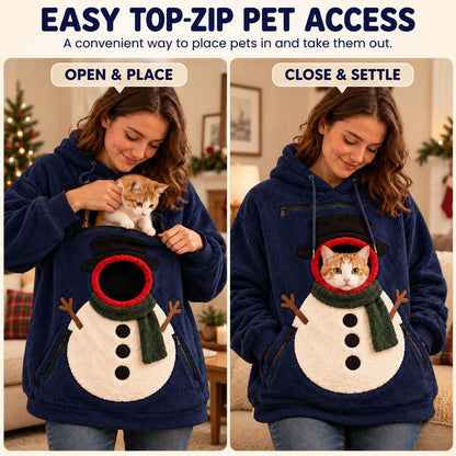 Christmas pet pouch hoodie easy top-zip pet access