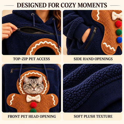 Christmas pet pouch hoodie feature details