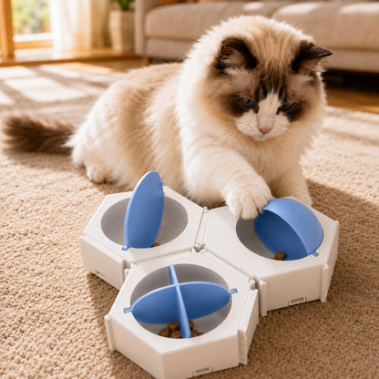 Yellow dome cat puzzle feeder module