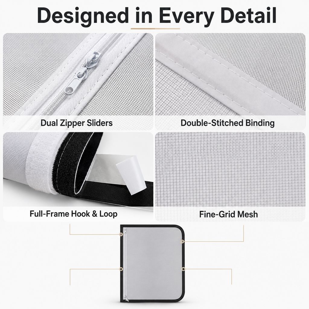 Zippered Pet Mesh Door Barrier for Bedrooms & Home Offices - Helps Keep Cats in Designated Rooms Without Closing the Door image 9
