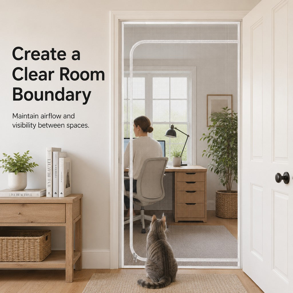 Zippered Pet Mesh Door Barrier for Bedrooms & Home Offices - Helps Keep Cats in Designated Rooms Without Closing the Door image 4