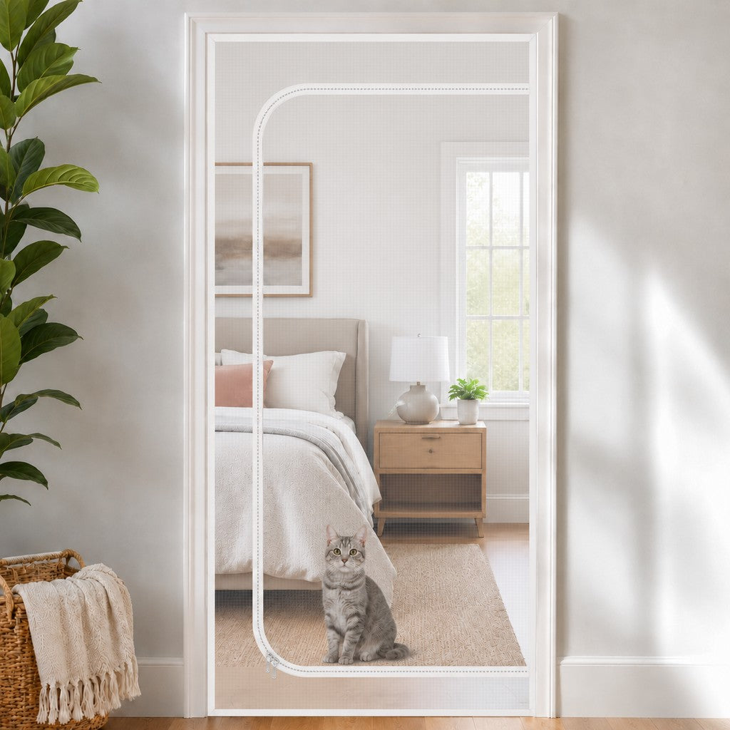 Zippered Pet Mesh Door Barrier for Bedrooms & Home Offices - Helps Keep Cats in Designated Rooms Without Closing the Door image 12